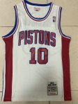 Maillot de Basket #10 Rodman Pistons M&N Blanc